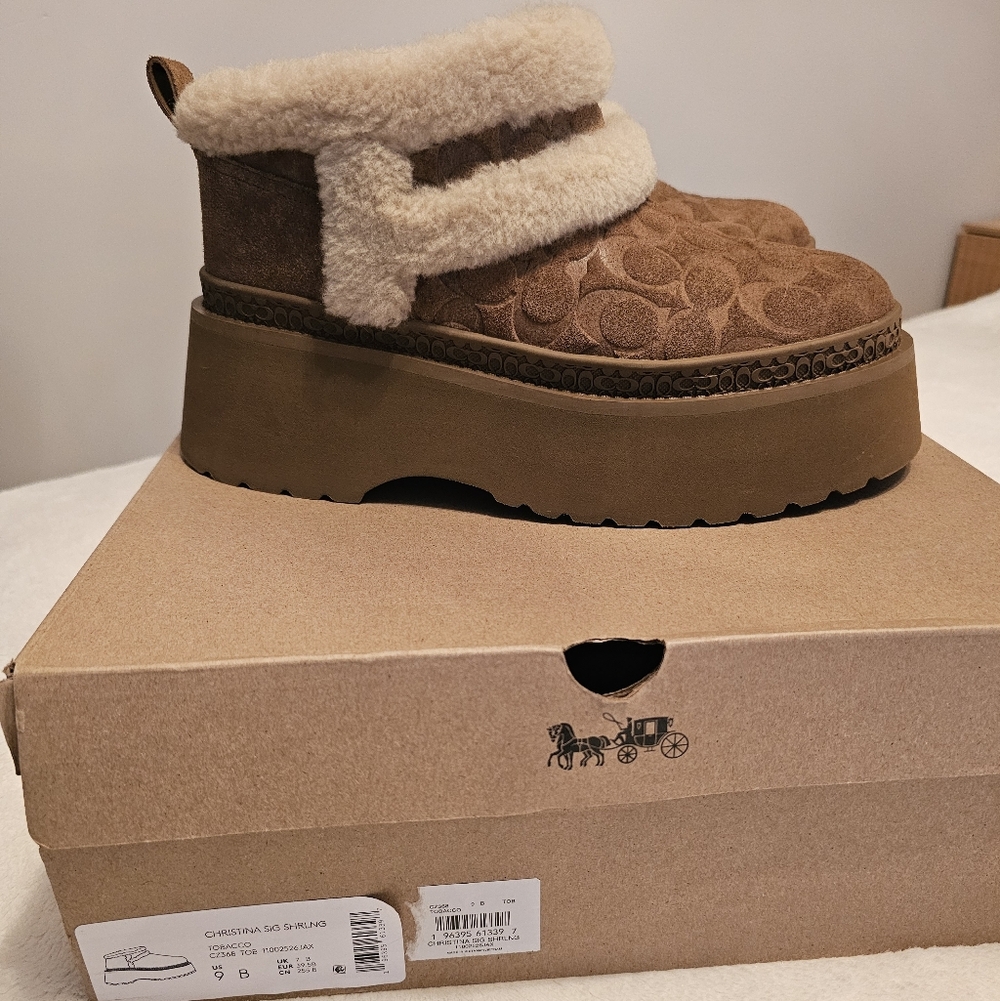 Coach Christina Shearling Platform Boots - Picture 1 of 5